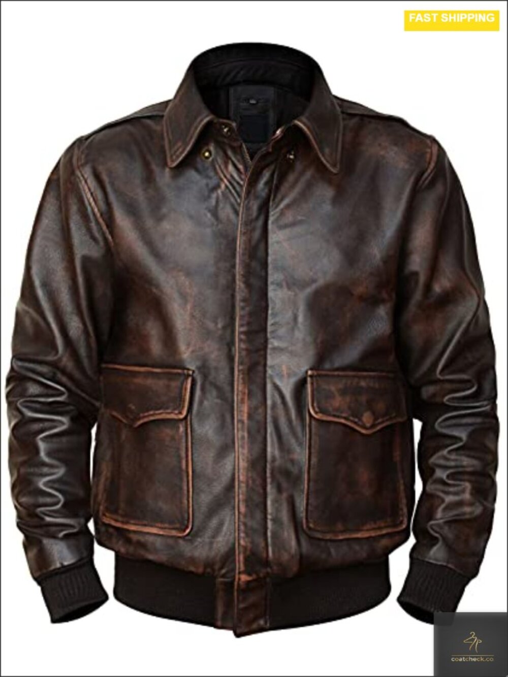 A2 Genuine Goatskin Leather Bomber Jacket Men Vintage Distressed Aviator Pilot